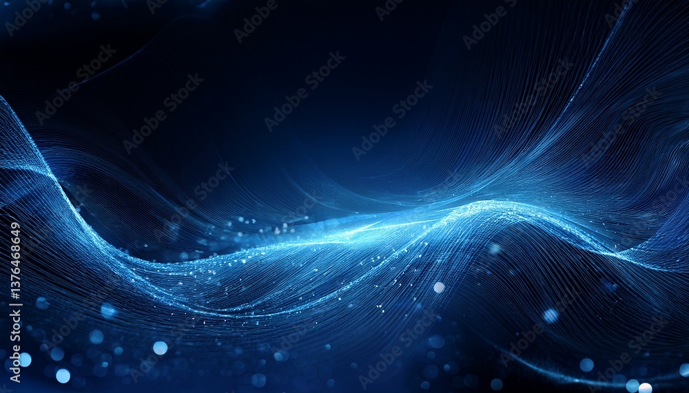 Aufkleber abstract flowing blue waves, symbolizing data, technology and connectivity. the scene is depicted wi
