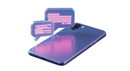 Isolated Smartphone Displaying Speech Bubble Notifications