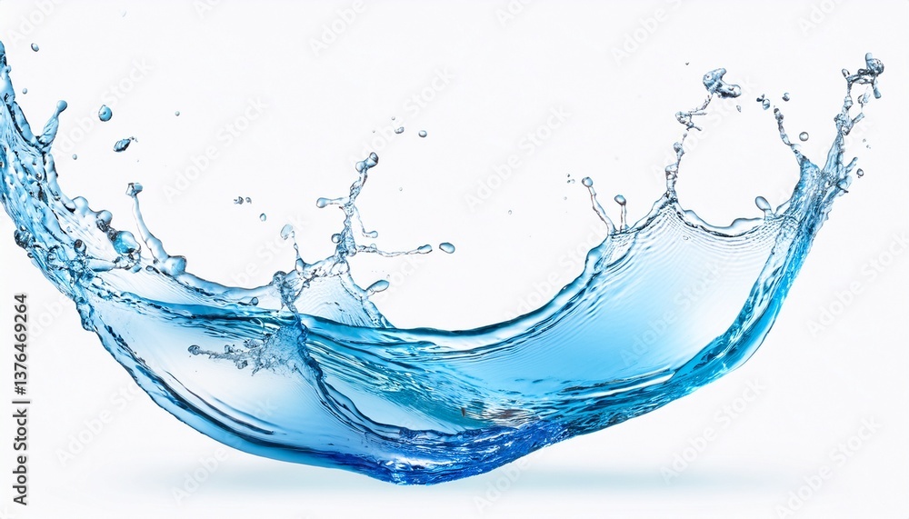 Poster a close-up view of water splash with curves and lines, showcasing its dynamism for songkran day
