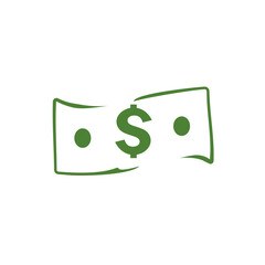 Green Dollar Banknote Icon. Vector illustration