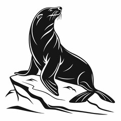 seal black silhouette icon vector
