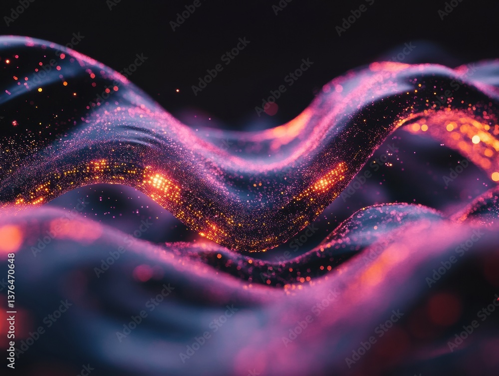 Aufkleber Quantum Neural Nexus Dynamic AI Visualization of Computational Flow with Iridescent Particle Dynamics - Emerging Tech Innovation in Digital Transformation