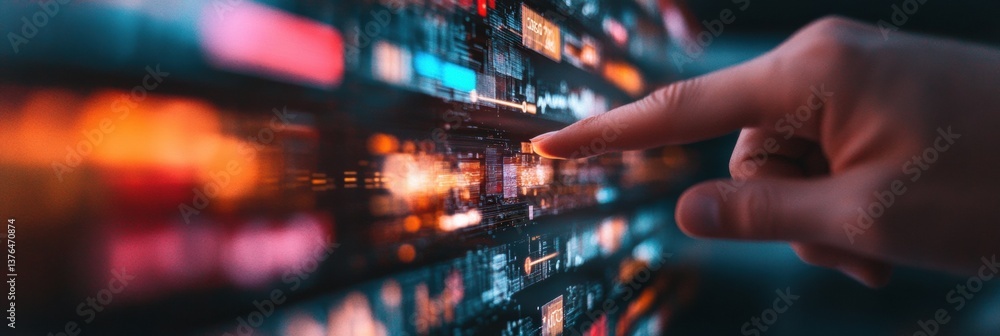 Leinwandbilder Futuristic Digital Transformation Immersive AI-Driven Strategic Navigation with Innovative Touch Interface Visualizing Next-Generation Business Intelligence Metrics