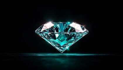 Teal Diamond with Glowing, and Dark Background.