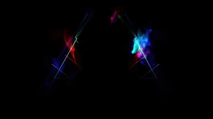 Abstract Colorful Smoke and Light Trails on Black Background Illustration