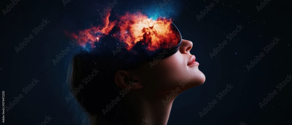 Fototapete Neurological Horizon Gen Z Immersive Cognition and Cosmic Mind-Mapping - Cutting-Edge Neurotechnology Visualization for Digital Learning Experiences