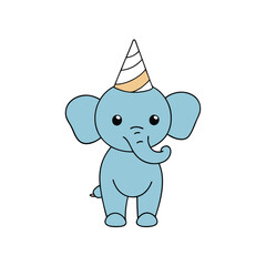 A pink cartoon elephant and gray bunny share a funny toy