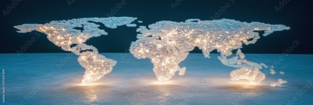Aufkleber Global Network Illumination Transformative Digital Infrastructure Visualization of Worldwide Connectivity, Emerging Tech Mapping and Distributed Computing Landscape