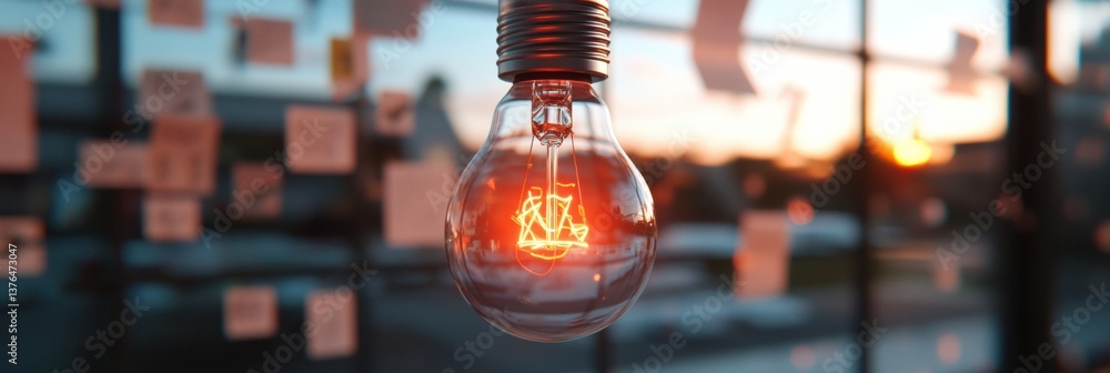 Poster illuminating innovation next-gen creative problem-solving through glowing lightbulb metaphor - ai-dr