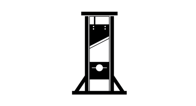 Isolated Black and White Guillotine with Sharp Blade
