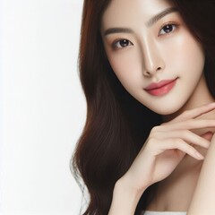 Beautiful Young Woman Portrait with Perfect Glowing Skin - Natural Beauty, Skincare & Anti-Aging Concept