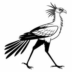Secretary bird black silhouette icon vector