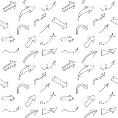 Seamless pattern arrows, hand drawing, vector illustration