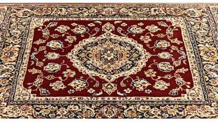 Luxurious Deep Red Floral Rug with Intricate Border Design - Plush Wool Texture and Traditional Craftsmanship