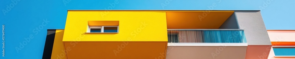 Poster neo-geometric urban minimalism vibrant architectural modular design transforming contemporary commer