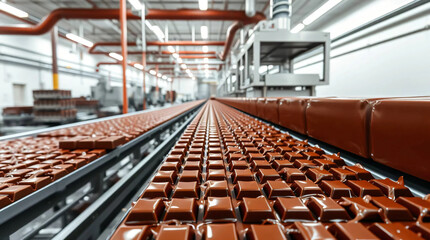 Obraz premium Industrial process of making chocolate in factory