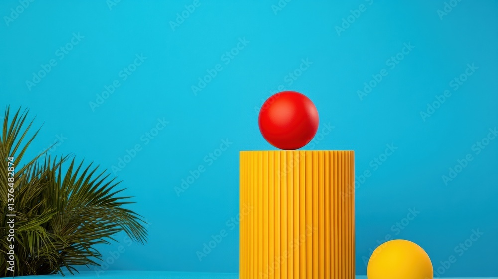 Aufkleber Vibrant Minimalist Design Bold Geometric Color Block Composition Exploring Contemporary Spatial Relationships and Creative Visual Merchandising Trends