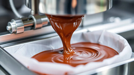 Industrial process of making chocolate in factory