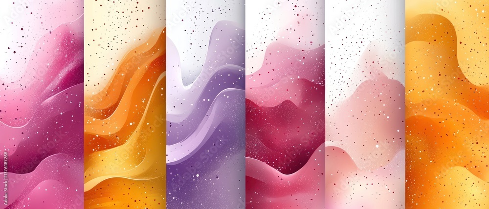Poster abstract colorful wavy patterns with subtle glitter. fluid design