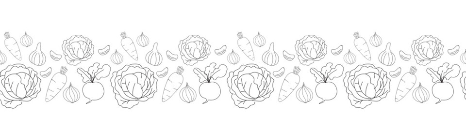 vegetables horizontal border in vector