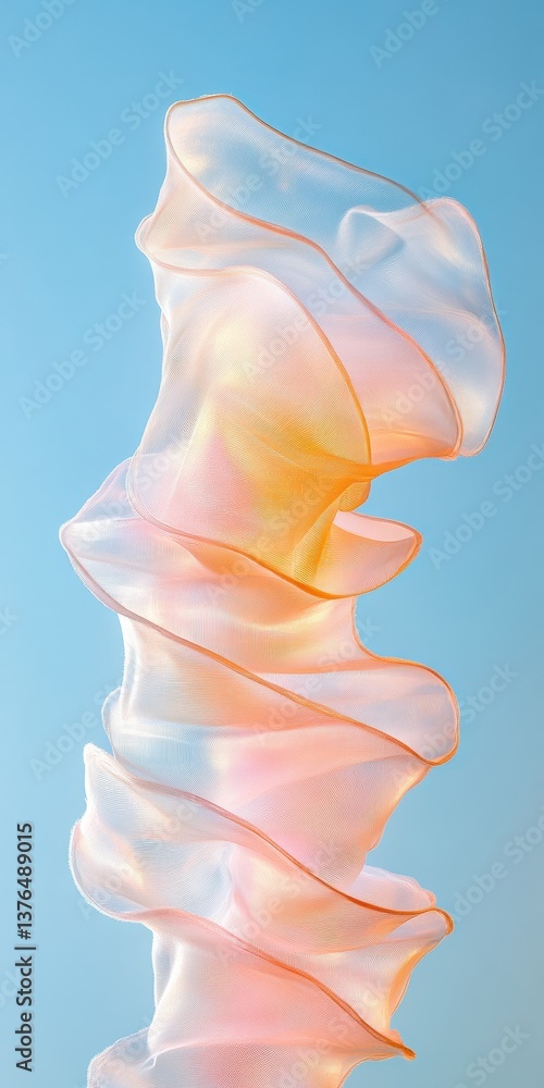 Poster Ethereal Motion Design Translucent Fluid Dynamic Sculpture Exploring Soft Material Science, Digital Art Innovation and Next-Gen Creative Visualization