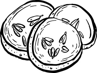 Cucumber. Vegetables. Hand drawn vector isolated sketch.