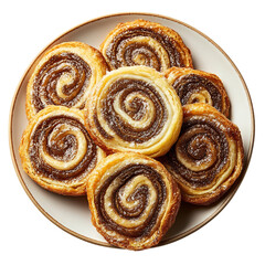 A Plate of Butterly Palmiers with Caramelized Sugar Isolated on Transparent Background