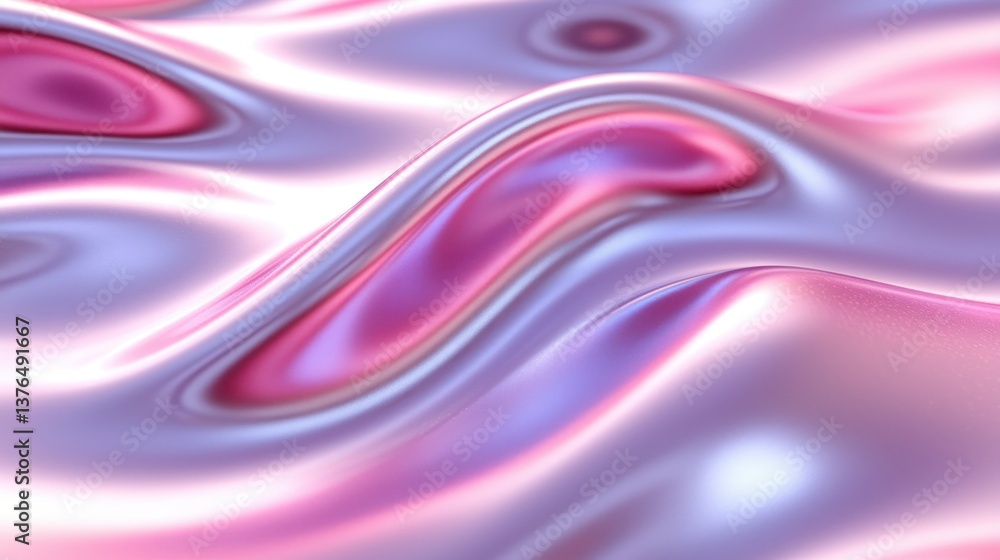 Poster abstract image of flowing, iridescent fabric with pink and purple hues creating a wave-like pattern