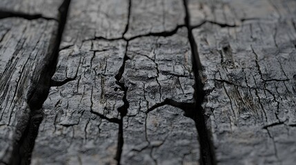 Weathered Wood Texture: Close-up captures intricate details of a weathered, cracked wood surface. Exploring the rugged texture and patterns created by time and the elements. 
