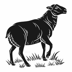 sheep black silhouette icon vector
