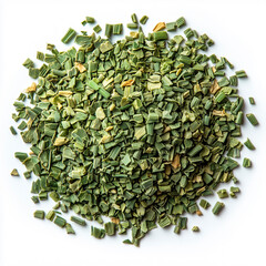 Detailed and isolated view of dried chives for marketing and branding purposes.