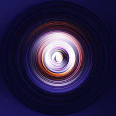Colorful radial motion effect. Abstract rounded background. Color curves and sphere.