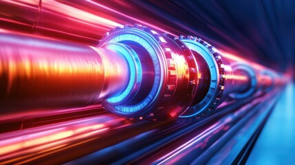 Futuristic dynamic energy transfer system 3d sci-fi close-up design