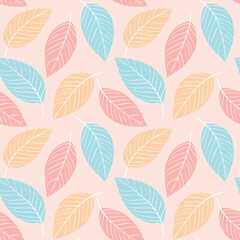 Obraz premium Seamless pastel leaf pattern with a soft elegant style.