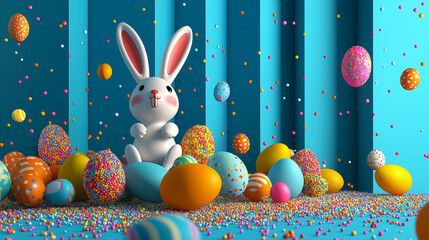 Easter Bunny with Colorful Eggs