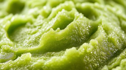 Highly detailed close-up capturing the grain structure of wasabi powder.