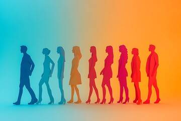 Colorful Paper People Walking Forward Teamwork1