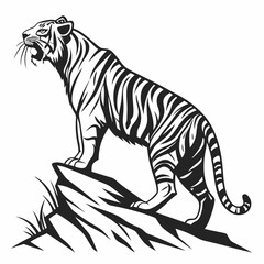 Obraz premium siberian tiger black silhouette icon vector