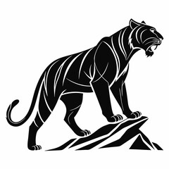 siberian tiger black silhouette icon vector