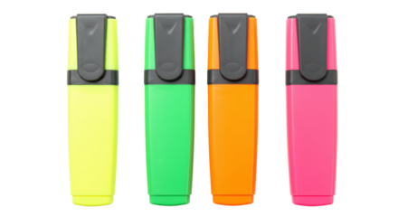 Isolated Colorful Highlighters in a Row