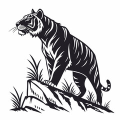 Fototapeta premium siberian tiger black silhouette icon vector