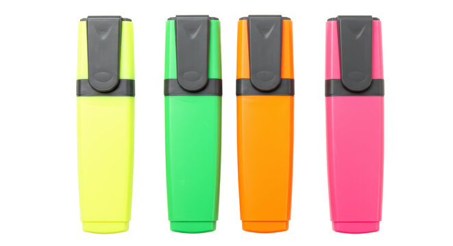 Isolated Colorful Highlighters in a Row