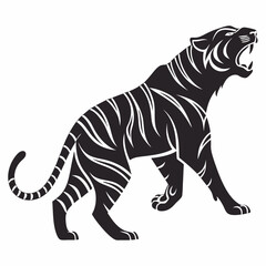 siberian tiger black silhouette icon vector