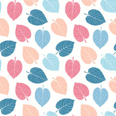 Soft pastel seamless leaf pattern with a modern touch