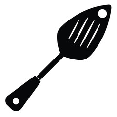 Modern Fish Turner Spatula Vector Illustration – Stainless Steel Slotted Blade with Ergonomic Wooden Handle, Heat-Resistant Kitchen Utensil