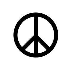 Minimalist black silhouette of the peace sign representing harmony