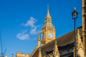 Big Ben at The Palace of Westminster in Westminster in Central London England UK