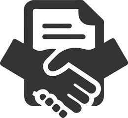 Obraz premium Business Handshake with Contract Solid Icon on Transparent Background Symbol