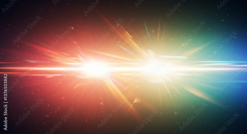 Poster bright energy collision - abstract of two bright lights colliding, creating a vibrant and energetic 
