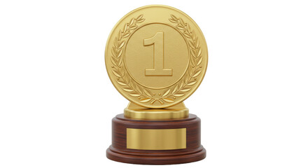 Isolated Golden First Place Medal